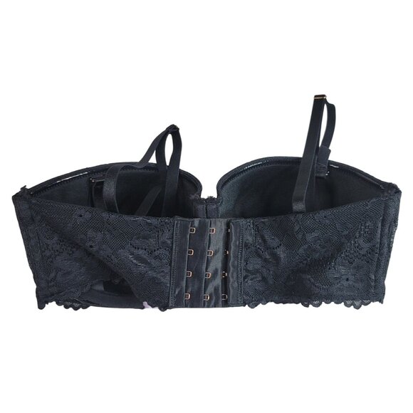Savage X Fenty Convertible Bra Black 32D Lace Overlay Adj Molded Cups Lined - Picture 5 of 12